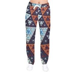 Fractal Triangle Geometric Abstract Pattern Women Velvet Drawstring Pants