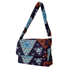 Fractal Triangle Geometric Abstract Pattern Full Print Messenger Bag (m)