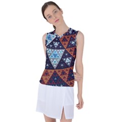 Fractal Triangle Geometric Abstract Pattern Women s Sleeveless Sports Top by Cemarart