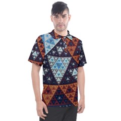 Fractal Triangle Geometric Abstract Pattern Men s Polo T-shirt by Cemarart