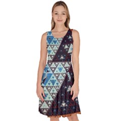 Fractal Triangle Geometric Abstract Pattern Knee Length Skater Dress With Pockets