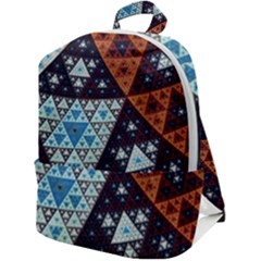 Fractal Triangle Geometric Abstract Pattern Zip Up Backpack