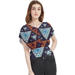 Fractal Triangle Geometric Abstract Pattern Butterfly Chiffon Blouse