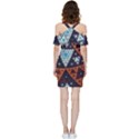 Fractal Triangle Geometric Abstract Pattern Shoulder Frill Bodycon Summer Dress View4