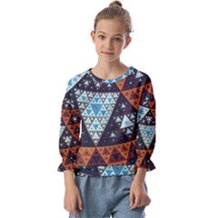 Fractal Triangle Geometric Abstract Pattern Kids  Cuff Sleeve Top