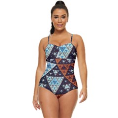Fractal Triangle Geometric Abstract Pattern Retro Full Coverage Swimsuit