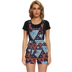Fractal Triangle Geometric Abstract Pattern Short Overalls