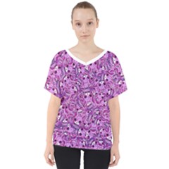 Kawaii Cyborg Cats Motif Random Pattern V-neck Dolman Drape Top