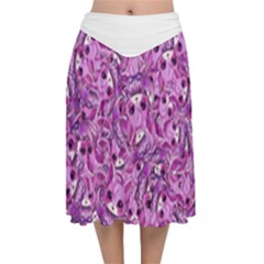 Kawaii Cyborg Cats Motif Random Pattern Velvet Flared Midi Skirt