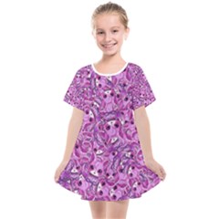 Kawaii Cyborg Cats Motif Random Pattern Kids  Smock Dress