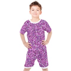 Kawaii Cyborg Cats Motif Random Pattern Kids  T-shirt And Shorts Set by dflcprintsclothing