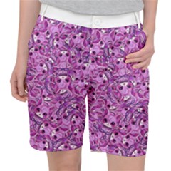 Kawaii Cyborg Cats Motif Random Pattern Women s Pocket Shorts