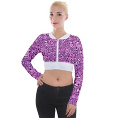 Kawaii Cyborg Cats Motif Random Pattern Long Sleeve Cropped Velvet Jacket