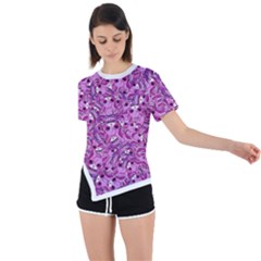 Kawaii Cyborg Cats Motif Random Pattern Asymmetrical Short Sleeve Sports T-shirt