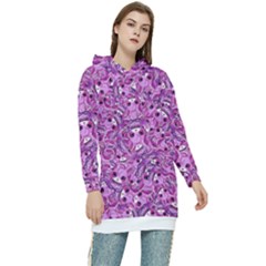 Kawaii Cyborg Cats Motif Random Pattern Women s Long Oversized Pullover Hoodie