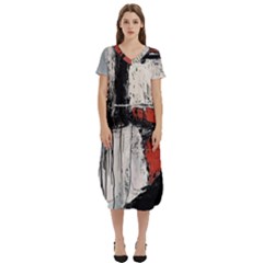 Abstract  T-shirt Midi Dress With Pockets