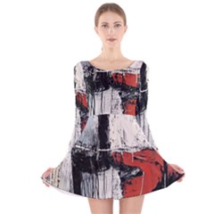 Abstract  Long Sleeve Velvet Skater Dress