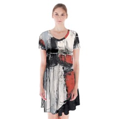 Abstract  Short Sleeve V-neck Flare Dress