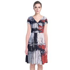 Abstract  Short Sleeve Front Wrap Dress