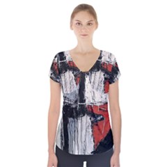 Abstract  Short Sleeve Front Detail Top