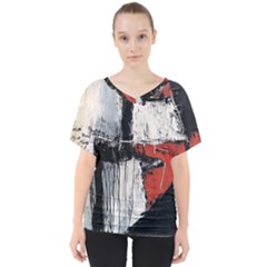 Abstract  V-neck Dolman Drape Top