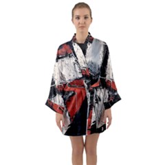 Abstract  Long Sleeve Satin Kimono