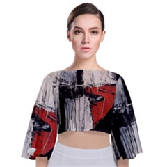 Abstract  Tie Back Butterfly Sleeve Chiffon Top