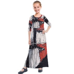 Abstract  Kids  Quarter Sleeve Maxi Dress