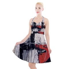 Abstract  Halter Party Swing Dress 