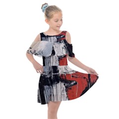 Abstract  Kids  Shoulder Cutout Chiffon Dress