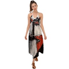 Abstract  Halter Tie Back Dress 