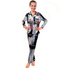 Abstract  Kids  Satin Long Sleeve Pajamas Set
