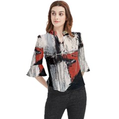 Abstract  Loose Horn Sleeve Chiffon Blouse