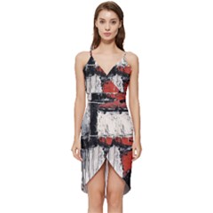 Abstract  Wrap Frill Dress