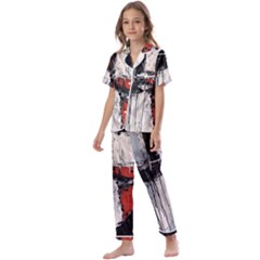 Abstract  Kids  Satin Short Sleeve Pajamas Set