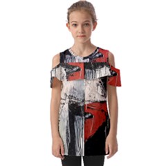 Abstract  Fold Over Open Sleeve Top