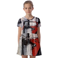 Abstract  Kids  Short Sleeve Pinafore Style Dress