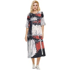 Abstract  Double Cuff Midi Dress