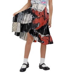 Abstract  Kids  Ruffle Flared Wrap Midi Skirt