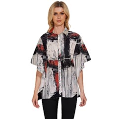 Abstract  Women s Batwing Button Up Shirt