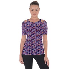 Trippy Cool Pattern Shoulder Cut Out Short Sleeve Top