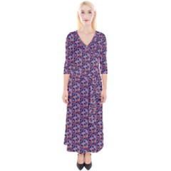 Trippy Cool Pattern Quarter Sleeve Wrap Maxi Dress