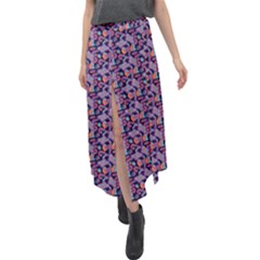 Trippy Cool Pattern Velour Split Maxi Skirt