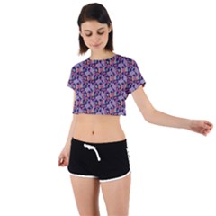 Trippy Cool Pattern Tie Back Short Sleeve Crop T-shirt