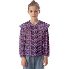 Trippy Cool Pattern Kids  Peter Pan Collar Blouse