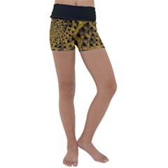 Spiral Symmetry Geometric Pattern Black Backgrond Kids  Lightweight Velour Yoga Shorts