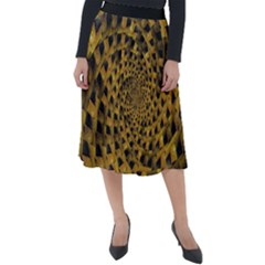 Spiral Symmetry Geometric Pattern Black Backgrond Classic Velour Midi Skirt  by dflcprintsclothing