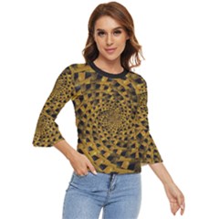 Spiral Symmetry Geometric Pattern Black Backgrond Bell Sleeve Top