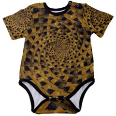 Spiral Symmetry Geometric Pattern Black Backgrond Baby Short Sleeve Bodysuit by dflcprintsclothing