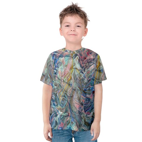 Abstract Flows Kids  Cotton T-shirt by kaleidomarblingart